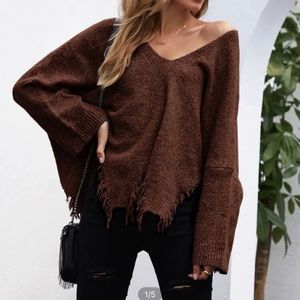 Brown distressed sweater